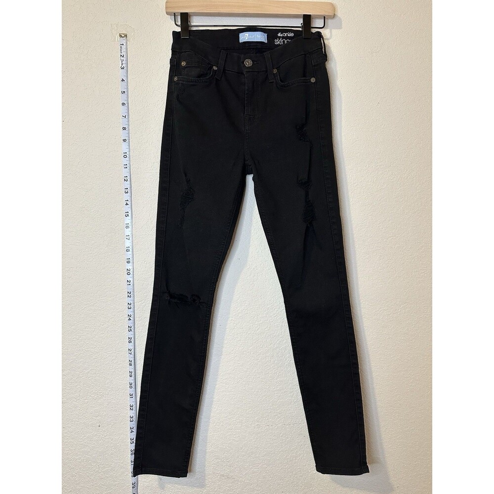 7 for All Mankind B(air) the High Waist Ankle Skinny Black Jeans Stretch Size 24